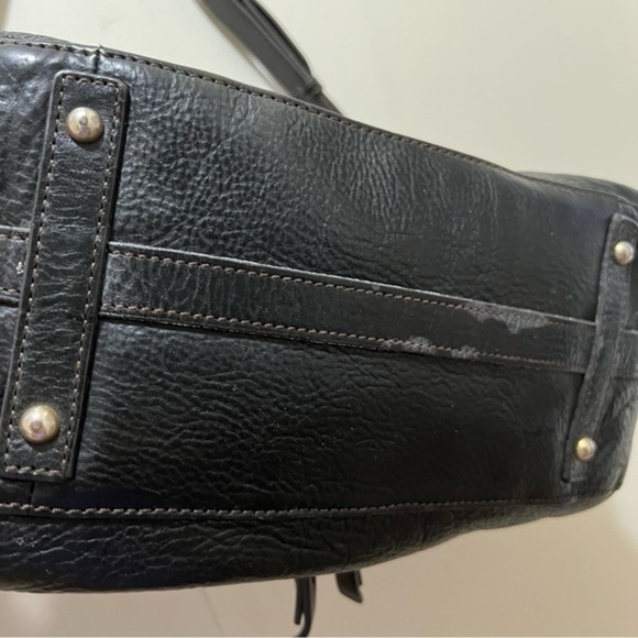 Dooney & Bourke zip sac bag black distressed leather zipper closure EUC - Picture 8 of 13